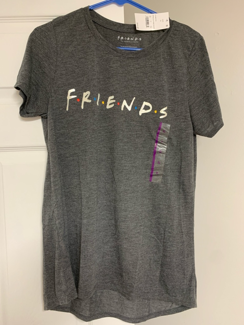 FRIENDS Gray Short Sleeve Logo Tee with Multicolor Dots